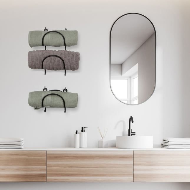 Bathroom Wall Mounted Towel Rack Multifunctional Iron Wall Mounted Wine Stand Storage Shelf