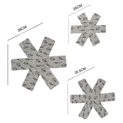 Anti-Scald Heat Insulation Felt Pot Mat Non-Woven Pot Bottom Protector Pads, 3pcs /Set 26+35.5+38cm