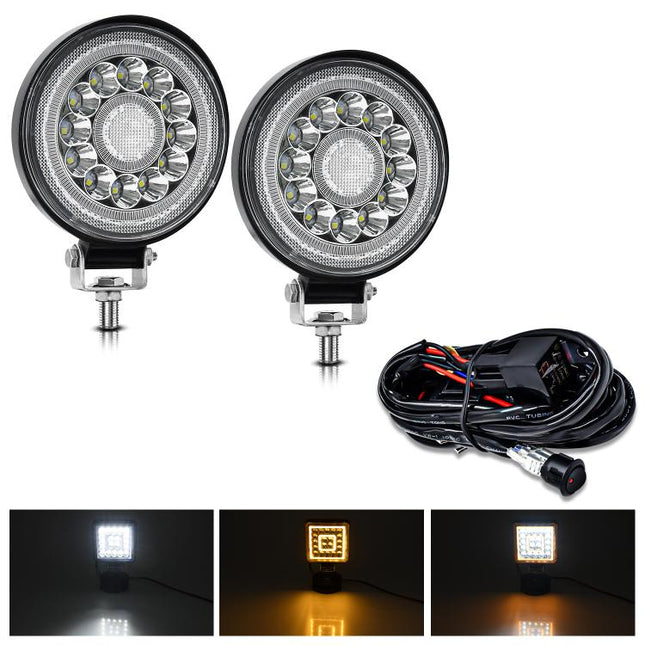 4 Inch Round Mixed Luminous Double-Circle Angel Eye Work Light, D0102