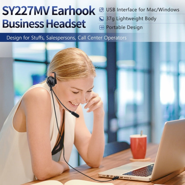 SOYTO SY227 Single-side Operator Ear Hook Headset Corded Computer Headset, Separation USB Wire Control