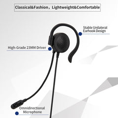 SOYTO SY227 Single-side Operator Ear Hook Headset Corded Computer Headset, 3.5mm, Separation USB Wire Control