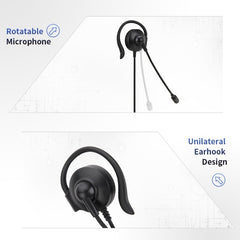 SOYTO SY227 Single-side Operator Ear Hook Headset Corded Computer Headset, 3.5mm, Separation USB Wire Control