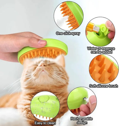 Mango Pet Electrical Spray Massage Comb Hair Removal Cleaning Grooming Brush For Cats And Dogs, Mango Yellow, Mango Green