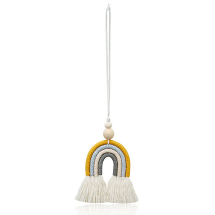 Hand-woven Wood Beads Cotton Rope Rainbow Car Aromatherapy Pendant