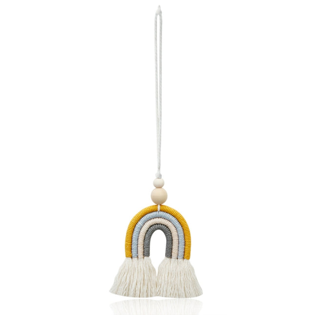 Hand-woven Wood Beads Cotton Rope Rainbow Car Aromatherapy Pendant