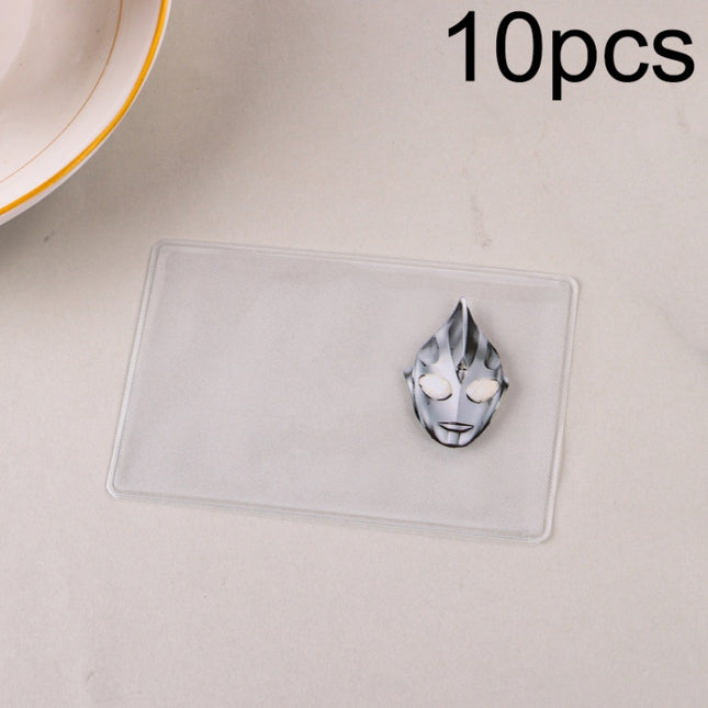 10pcs Transparent Antimagnetic Spoof Avatar ID Card Cover, Ultraman, Spider-Man, Black, Purple, Sakura, Batman