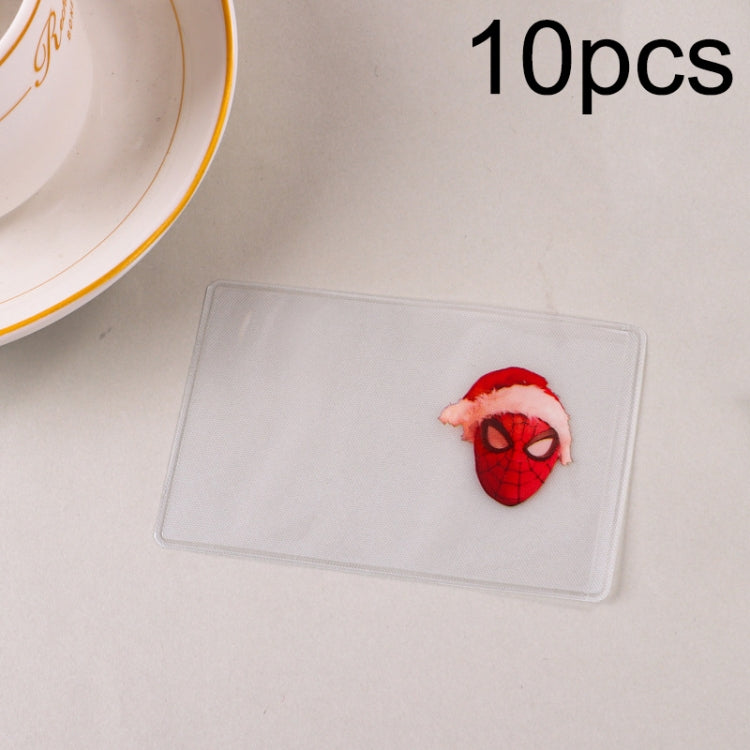 10pcs Transparent Antimagnetic Spoof Avatar ID Card Cover, Ultraman, Spider-Man, Black, Purple, Sakura, Batman
