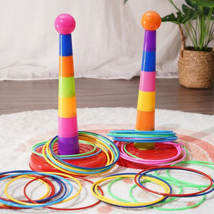 Night Market Stall Detachable Throwing Hoop Toys Children Parent-Child Games, 1 Tower 3 Circles, 1 Tower 9 Circles, 1 Tower+12 Circles, 1 Tower 18 Circles, 1 Tower 24 Circles, 1 Tower+36 Circles, 2 Towers 30 Circles, 2 Towers 48 Circles