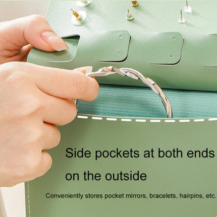 Book Shaped Jewelry Bag Large capacity Travel Portable Multifunctional Earring Storage Bag, Blue, Green, Pink