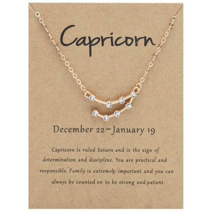 12 Zodiac Signs With Diamonds Necklace Card Rhinestones Collarbone Chain Pendant, Scorpio Golden, Sagittarius Golden, Capricorn Golden, Taurus Golden, Pisces Golden, Leo Golden, Libra Golden, Cancer Golden, Aquarius Golden, Virgo Golden, Aries Golden  ...