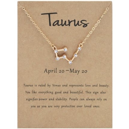 12 Zodiac Signs With Diamonds Necklace Card Rhinestones Collarbone Chain Pendant, Scorpio Golden, Sagittarius Golden, Capricorn Golden, Taurus Golden, Pisces Golden, Leo Golden, Libra Golden, Cancer Golden, Aquarius Golden, Virgo Golden, Aries Golden  ...