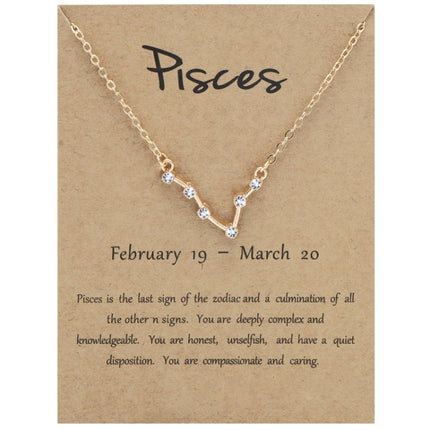 12 Zodiac Signs With Diamonds Necklace Card Rhinestones Collarbone Chain Pendant, Scorpio Golden, Sagittarius Golden, Capricorn Golden, Taurus Golden, Pisces Golden, Leo Golden, Libra Golden, Cancer Golden, Aquarius Golden, Virgo Golden, Aries Golden  ...