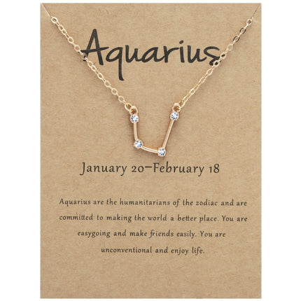 12 Zodiac Signs With Diamonds Necklace Card Rhinestones Collarbone Chain Pendant, Scorpio Golden, Sagittarius Golden, Capricorn Golden, Taurus Golden, Pisces Golden, Leo Golden, Libra Golden, Cancer Golden, Aquarius Golden, Virgo Golden, Aries Golden  ...