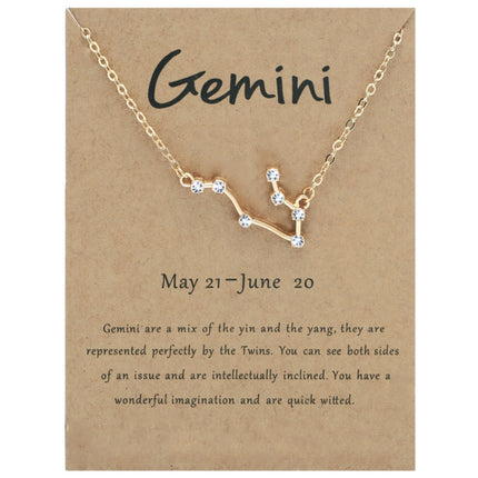 12 Zodiac Signs With Diamonds Necklace Card Rhinestones Collarbone Chain Pendant, Scorpio Golden, Sagittarius Golden, Capricorn Golden, Taurus Golden, Pisces Golden, Leo Golden, Libra Golden, Cancer Golden, Aquarius Golden, Virgo Golden, Aries Golden  ...