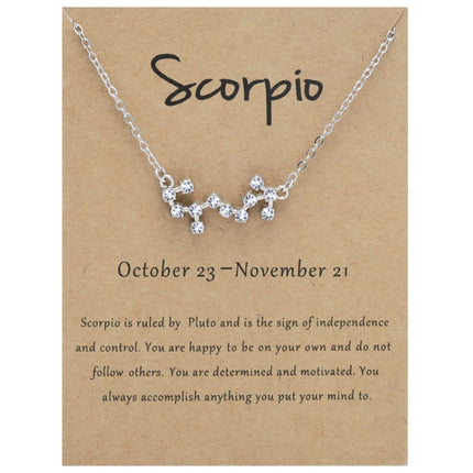 12 Zodiac Signs With Diamonds Necklace Card Rhinestones Collarbone Chain Pendant, Scorpio Golden, Sagittarius Golden, Capricorn Golden, Taurus Golden, Pisces Golden, Leo Golden, Libra Golden, Cancer Golden, Aquarius Golden, Virgo Golden, Aries Golden  ...