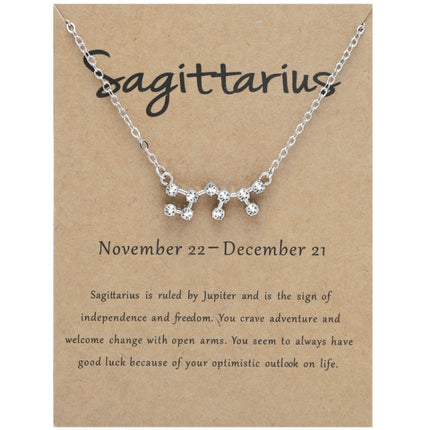 12 Zodiac Signs With Diamonds Necklace Card Rhinestones Collarbone Chain Pendant, Scorpio Golden, Sagittarius Golden, Capricorn Golden, Taurus Golden, Pisces Golden, Leo Golden, Libra Golden, Cancer Golden, Aquarius Golden, Virgo Golden, Aries Golden  ...