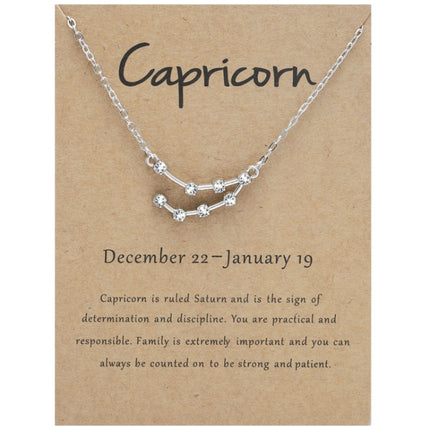 12 Zodiac Signs With Diamonds Necklace Card Rhinestones Collarbone Chain Pendant, Scorpio Golden, Sagittarius Golden, Capricorn Golden, Taurus Golden, Pisces Golden, Leo Golden, Libra Golden, Cancer Golden, Aquarius Golden, Virgo Golden, Aries Golden  ...