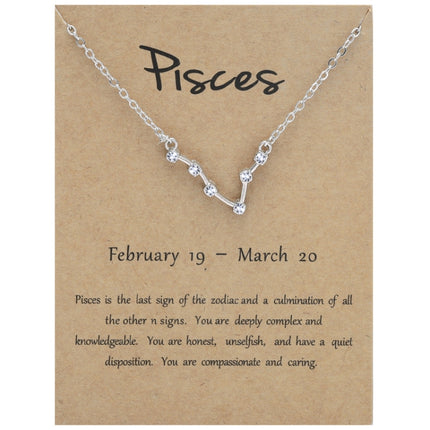 12 Zodiac Signs With Diamonds Necklace Card Rhinestones Collarbone Chain Pendant, Scorpio Golden, Sagittarius Golden, Capricorn Golden, Taurus Golden, Pisces Golden, Leo Golden, Libra Golden, Cancer Golden, Aquarius Golden, Virgo Golden, Aries Golden  ...