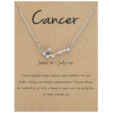 12 Zodiac Signs With Diamonds Necklace Card Rhinestones Collarbone Chain Pendant, Scorpio Golden, Sagittarius Golden, Capricorn Golden, Taurus Golden, Pisces Golden, Leo Golden, Libra Golden, Cancer Golden, Aquarius Golden, Virgo Golden, Aries Golden  ...