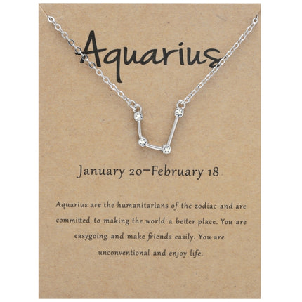 12 Zodiac Signs With Diamonds Necklace Card Rhinestones Collarbone Chain Pendant, Scorpio Golden, Sagittarius Golden, Capricorn Golden, Taurus Golden, Pisces Golden, Leo Golden, Libra Golden, Cancer Golden, Aquarius Golden, Virgo Golden, Aries Golden  ...