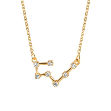 12 Zodiac Signs With Diamonds Necklace Card Rhinestones Collarbone Chain Pendant, Scorpio Golden, Sagittarius Golden, Capricorn Golden, Taurus Golden, Pisces Golden, Leo Golden, Libra Golden, Cancer Golden, Aquarius Golden, Virgo Golden, Aries Golden  ...
