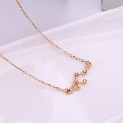 12 Zodiac Signs With Diamonds Necklace Card Rhinestones Collarbone Chain Pendant, Scorpio Golden, Sagittarius Golden, Capricorn Golden, Taurus Golden, Pisces Golden, Leo Golden, Libra Golden, Cancer Golden, Aquarius Golden, Virgo Golden, Aries Golden  ...