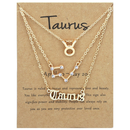 3 In 1 12 Zodiac Signs Necklace Set Retro Alphabet Symbols With Diamonds Jewelry Set, Scorpion Golden, Sagittarius Golden, Capricorn Golden, Taurus Golden, Pisces Golden, Leo Golden, Libra Golden, Cancer Golden, Aquarius Golden, Virgo Golden, Aries Gol...