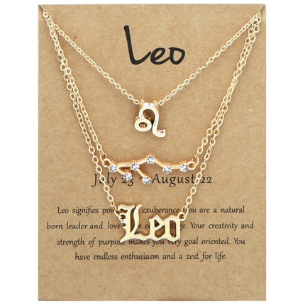 3 In 1 12 Zodiac Signs Necklace Set Retro Alphabet Symbols With Diamonds Jewelry Set, Scorpion Golden, Sagittarius Golden, Capricorn Golden, Taurus Golden, Pisces Golden, Leo Golden, Libra Golden, Cancer Golden, Aquarius Golden, Virgo Golden, Aries Gol...