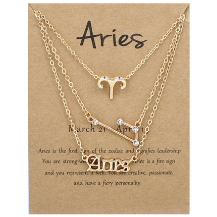 3 In 1 12 Zodiac Signs Necklace Set Retro Alphabet Symbols With Diamonds Jewelry Set, Scorpion Golden, Sagittarius Golden, Capricorn Golden, Taurus Golden, Pisces Golden, Leo Golden, Libra Golden, Cancer Golden, Aquarius Golden, Virgo Golden, Aries Gol...