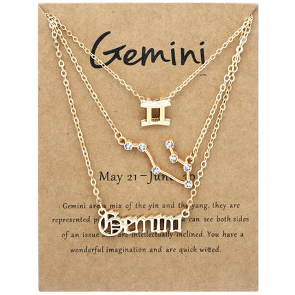 3 In 1 12 Zodiac Signs Necklace Set Retro Alphabet Symbols With Diamonds Jewelry Set, Scorpion Golden, Sagittarius Golden, Capricorn Golden, Taurus Golden, Pisces Golden, Leo Golden, Libra Golden, Cancer Golden, Aquarius Golden, Virgo Golden, Aries Gol...