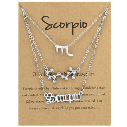 3 In 1 12 Zodiac Signs Necklace Set Retro Alphabet Symbols With Diamonds Jewelry Set, Scorpion Golden, Sagittarius Golden, Capricorn Golden, Taurus Golden, Pisces Golden, Leo Golden, Libra Golden, Cancer Golden, Aquarius Golden, Virgo Golden, Aries Gol...