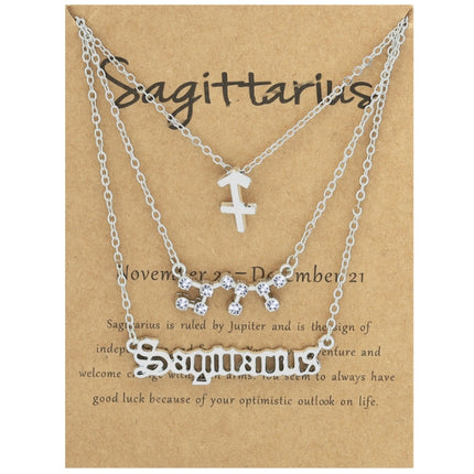 3 In 1 12 Zodiac Signs Necklace Set Retro Alphabet Symbols With Diamonds Jewelry Set, Scorpion Golden, Sagittarius Golden, Capricorn Golden, Taurus Golden, Pisces Golden, Leo Golden, Libra Golden, Cancer Golden, Aquarius Golden, Virgo Golden, Aries Gol...
