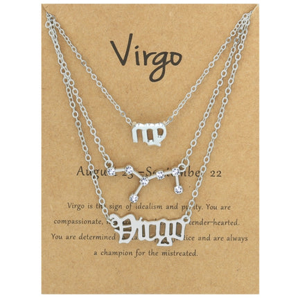 3 In 1 12 Zodiac Signs Necklace Set Retro Alphabet Symbols With Diamonds Jewelry Set, Scorpion Golden, Sagittarius Golden, Capricorn Golden, Taurus Golden, Pisces Golden, Leo Golden, Libra Golden, Cancer Golden, Aquarius Golden, Virgo Golden, Aries Gol...