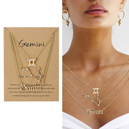 3 In 1 12 Zodiac Signs Necklace Set Retro Alphabet Symbols With Diamonds Jewelry Set, Scorpion Golden, Sagittarius Golden, Capricorn Golden, Taurus Golden, Pisces Golden, Leo Golden, Libra Golden, Cancer Golden, Aquarius Golden, Virgo Golden, Aries Gol...