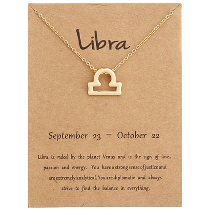 Zodiac Signs Necklace Electroplate Alloy Short Chain Jewelry, Aries Golden, Cancer Golden, Libra Golden, Virgo Golden, Leo Golden, Aquarius Golden, Pisces Golden, Taurus Golden, Capricorn Golden, Sagittarius Golden, Scorpio Golden, Gemini Golden       ...
