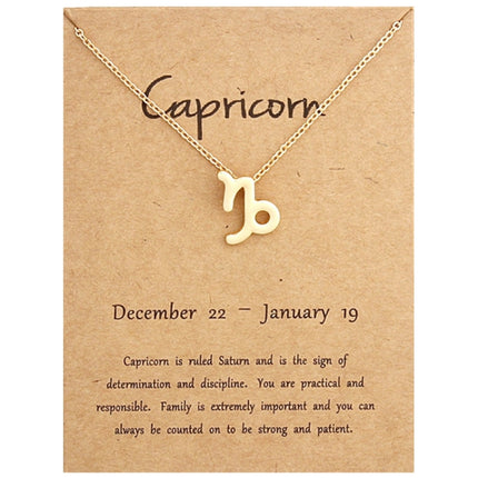 Zodiac Signs Necklace Electroplate Alloy Short Chain Jewelry, Aries Golden, Cancer Golden, Libra Golden, Virgo Golden, Leo Golden, Aquarius Golden, Pisces Golden, Taurus Golden, Capricorn Golden, Sagittarius Golden, Scorpio Golden, Gemini Golden       ...