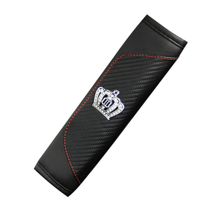 Car Seat Belt Cover Carbon Fiber Leather Auto Seat Shoulder Protection, Black, Red, Wine Red, Crown Black, Crown Red, Crown Wine Red