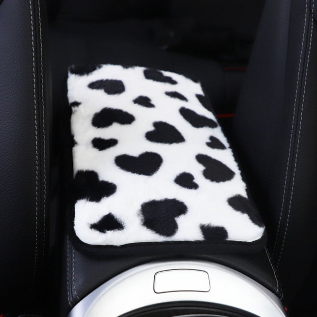 Plush Heart Pattern Car Center Console Cover Mat, 32x19cm