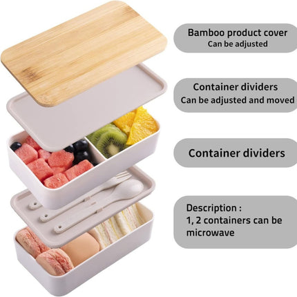 1200ml Portable Compartment Insulated Double Layer Lunch Box Microwavable Plastic Food Container, Without  Insulation Bag Black, Without Insulation Bag White, With Insulation Bag Black, With Insulation Bag White