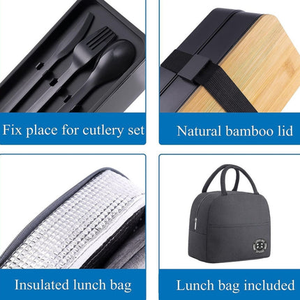 1200ml Portable Compartment Insulated Double Layer Lunch Box Microwavable Plastic Food Container, Without  Insulation Bag Black, Without Insulation Bag White, With Insulation Bag Black, With Insulation Bag White