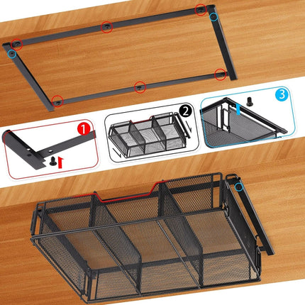 Under Desk Drawer Storage Organizer Desk Hidden Tray for Office Home, Hidden Tray