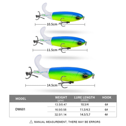 PROBEROS DW601 360 Degree Rotating Propeller Lures Topwater Tethered Tractor Floating Fake Fish Bait