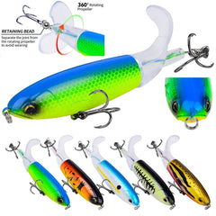PROBEROS DW601 360 Degree Rotating Propeller Lures Topwater Tethered Tractor Floating Fake Fish Bait, 11.5cm/16.5g, 14.5cm/32.5g, 10.5cm/13.5g