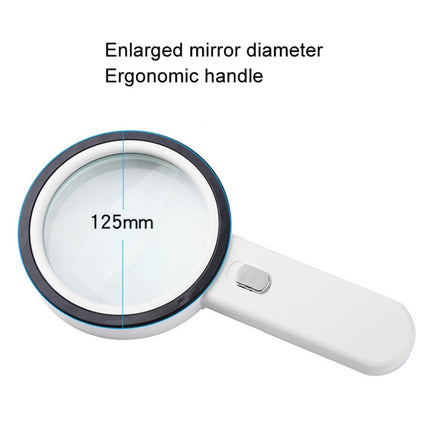 30X Magnifier With Violet Light Students Elderly Reading Maintenance Magnifying Glass, 125mm 13 Lights