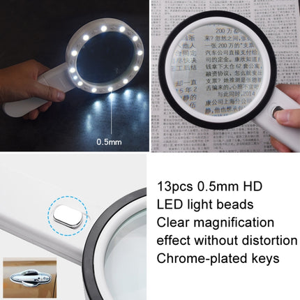 30X Magnifier With Violet Light Students Elderly Reading Maintenance Magnifying Glass, 125mm 13 Lights