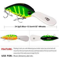 PROBEROS DW574 Bait Floating Rock Plastic Lure Small Fatty Fish Fake Bait Fishing Tackle, 12.5cm/24.5g