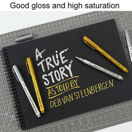 GuangNa GN550 2pcs High Light Metallic Paint Pens Photo Signing Marker, Hard Bristle, Soft Bristle