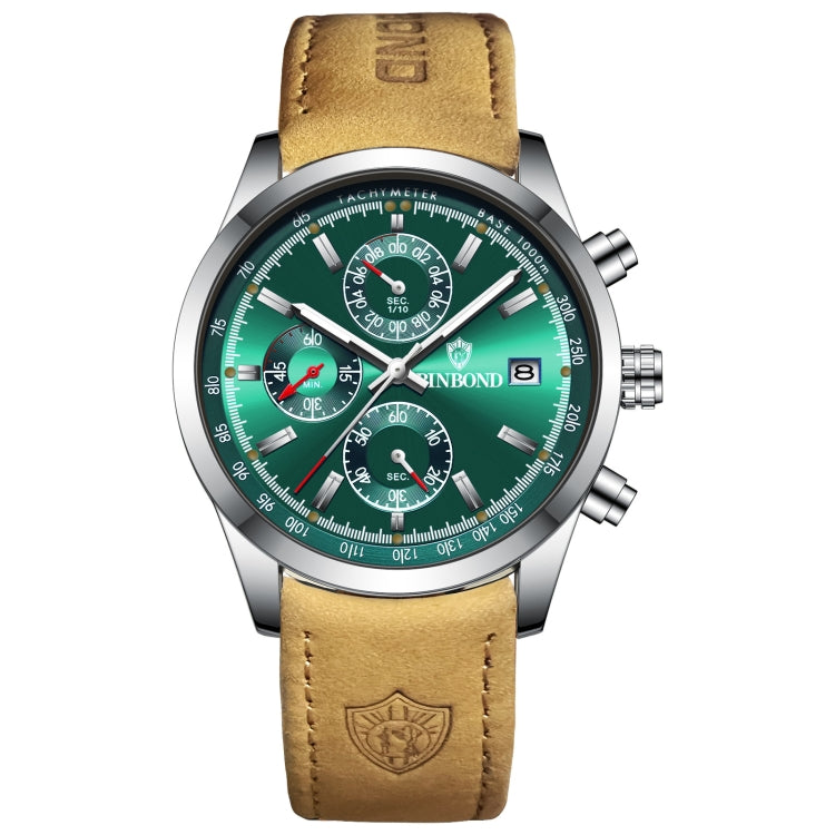 BINBOND B6022 30m Waterproof Luminous Multifunctional Quartz Watch, Leather-White Steel-Black, Leather-White Steel-Blue, Leather-White Steel-Green, Leather-White Steel-White, Leather-Black Steel-Black, White Steel-Black, White Steel-Blue���������������...