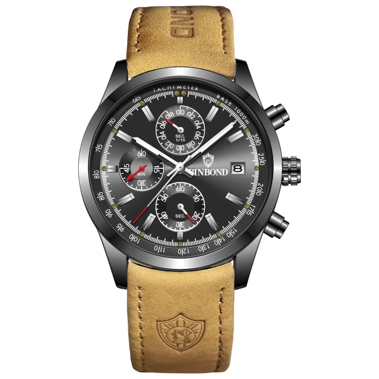 BINBOND B6022 30m Waterproof Luminous Multifunctional Quartz Watch, Leather-White Steel-Black, Leather-White Steel-Blue, Leather-White Steel-Green, Leather-White Steel-White, Leather-Black Steel-Black, White Steel-Black, White Steel-Blue���������������...