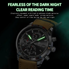 BINBOND B6022 30m Waterproof Luminous Multifunctional Quartz Watch, Leather-White Steel-Black, Leather-White Steel-Blue, Leather-White Steel-Green, Leather-White Steel-White, Leather-Black Steel-Black, White Steel-Black, White Steel-Blue���������������...